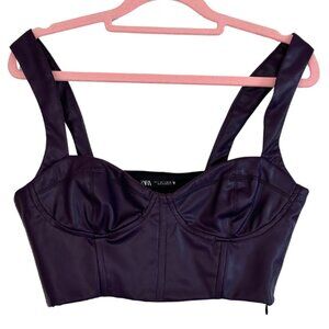 Zara Faux Leather Dark Purple Corset Top